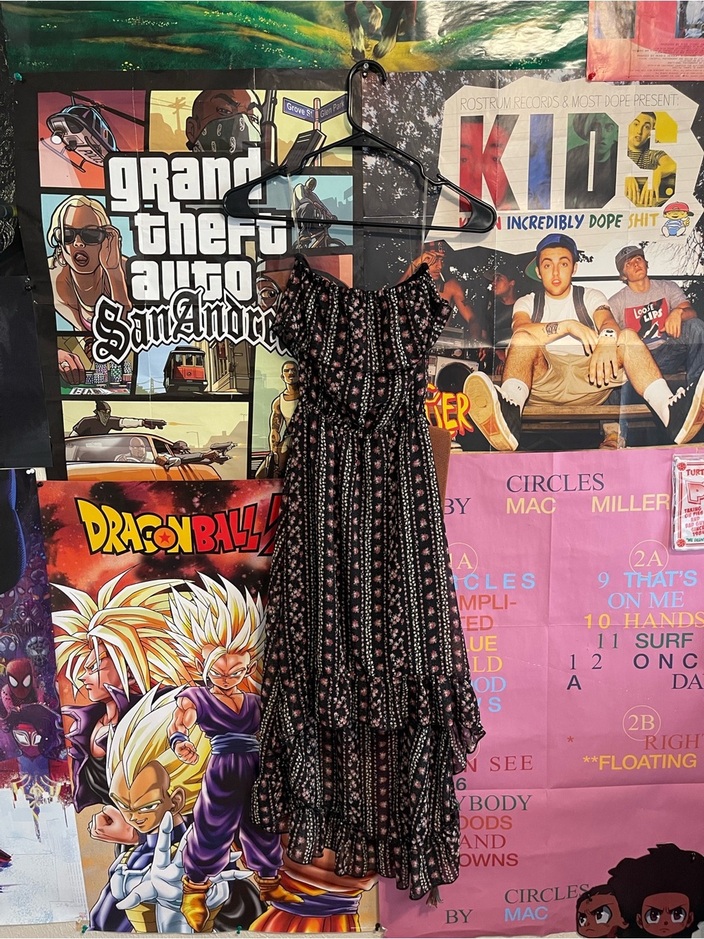 Rue21 Black Floral Tiered Dress with Pink Accents